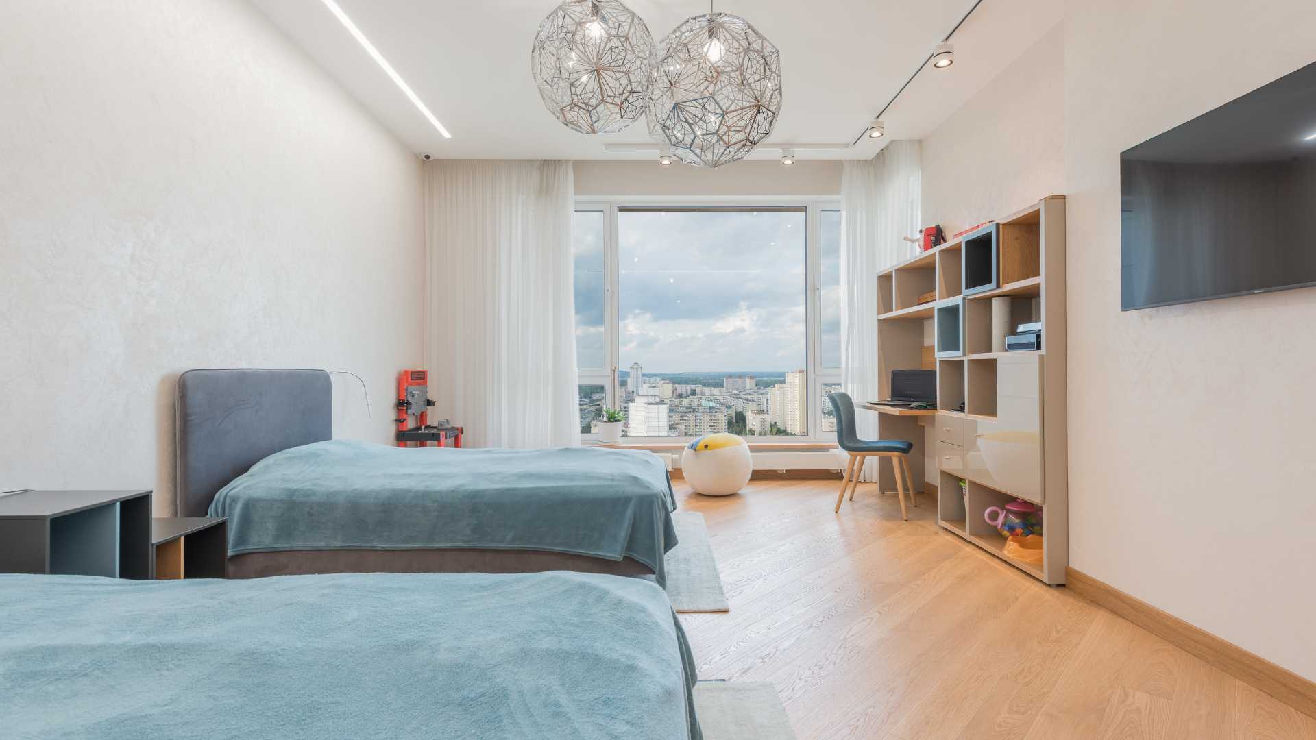 Elegant ash floors in bedroom setting