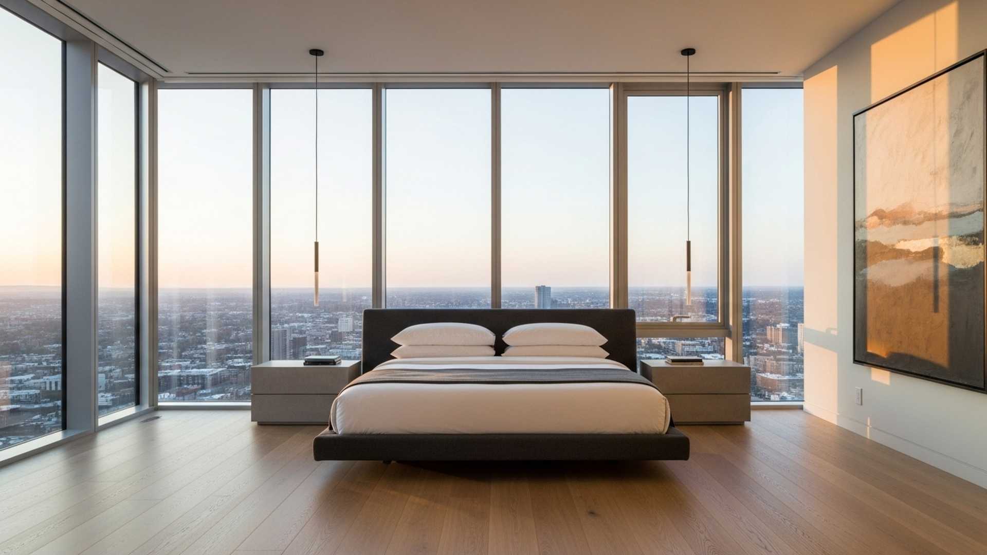 Stunning ash hardwood bedroom floors
